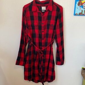 Never worn! Red plaid long sleeve dress